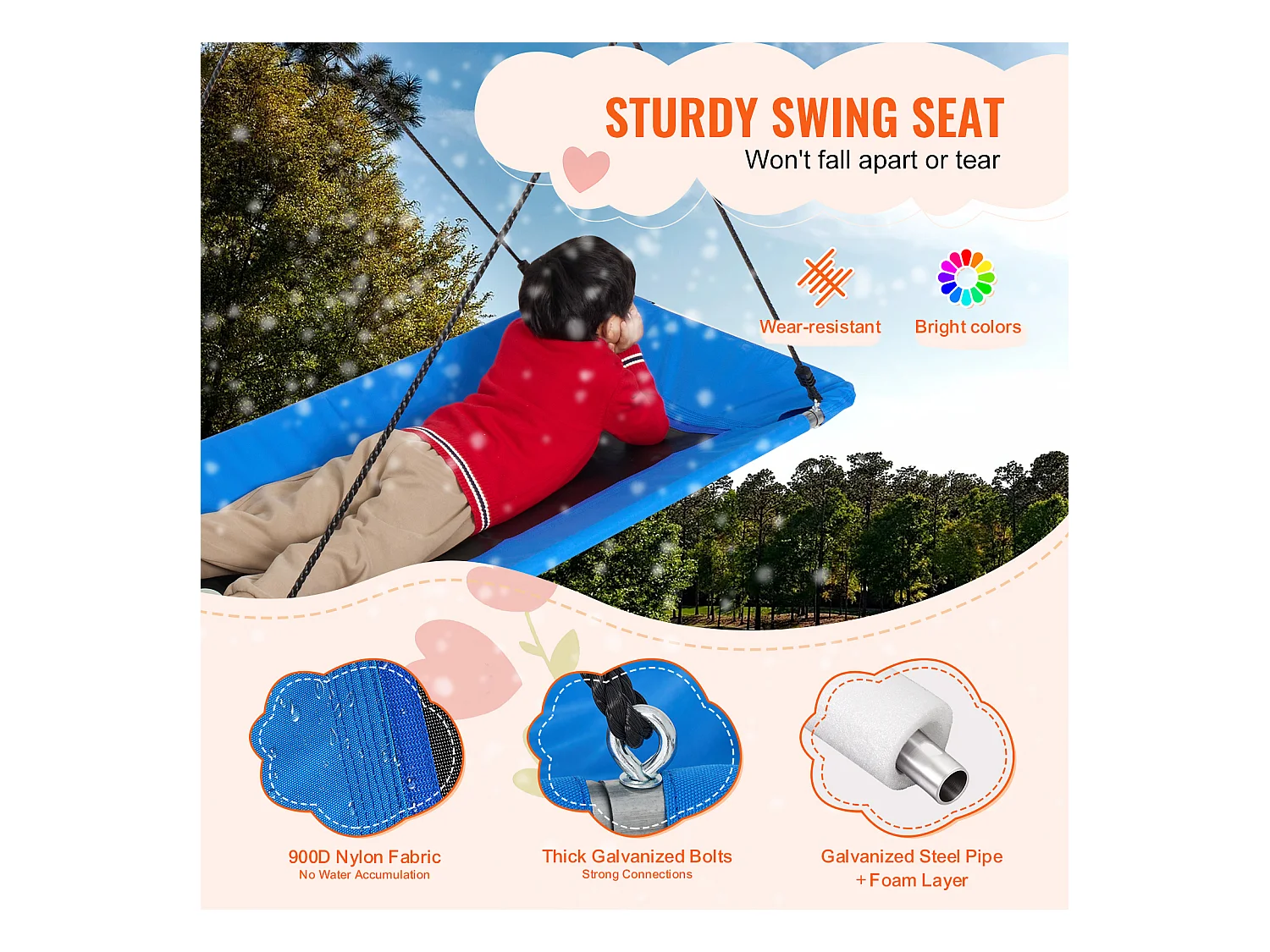 Columpio De Plataforma SucceBuy De 152,4 Cm, Columpio De Árbol Para Niños, Capacidad De 317,5 Kg