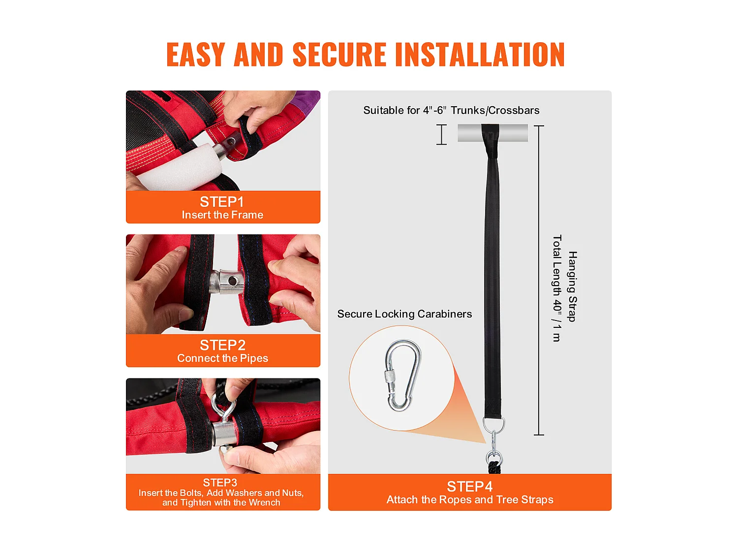 Balançoire Nid d’Oiseau SucceBuy 101.6cm Balançoire soucoupe Capacité de 340.2kg Oxford 900D Multicolore