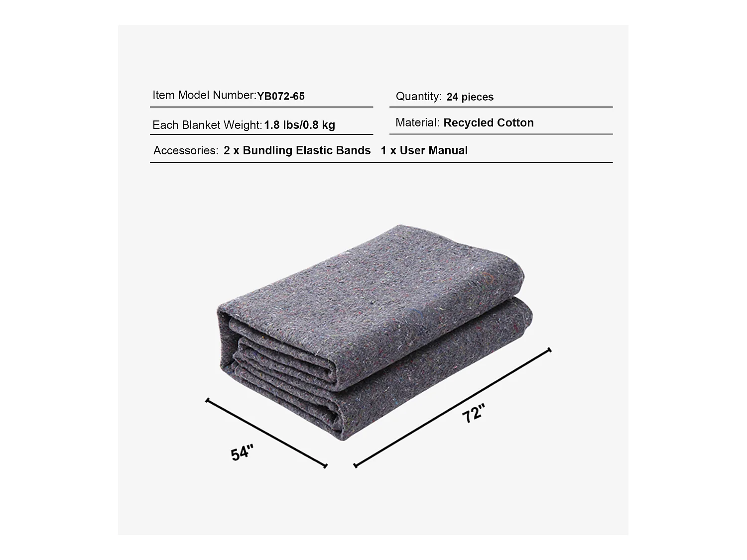 Coperte da trasloco SucceBuy, coperte da imballaggio, 1,82 m x 1,37 m, cuscinetti per mobili, confezione da 24, 9,5 kg/gz