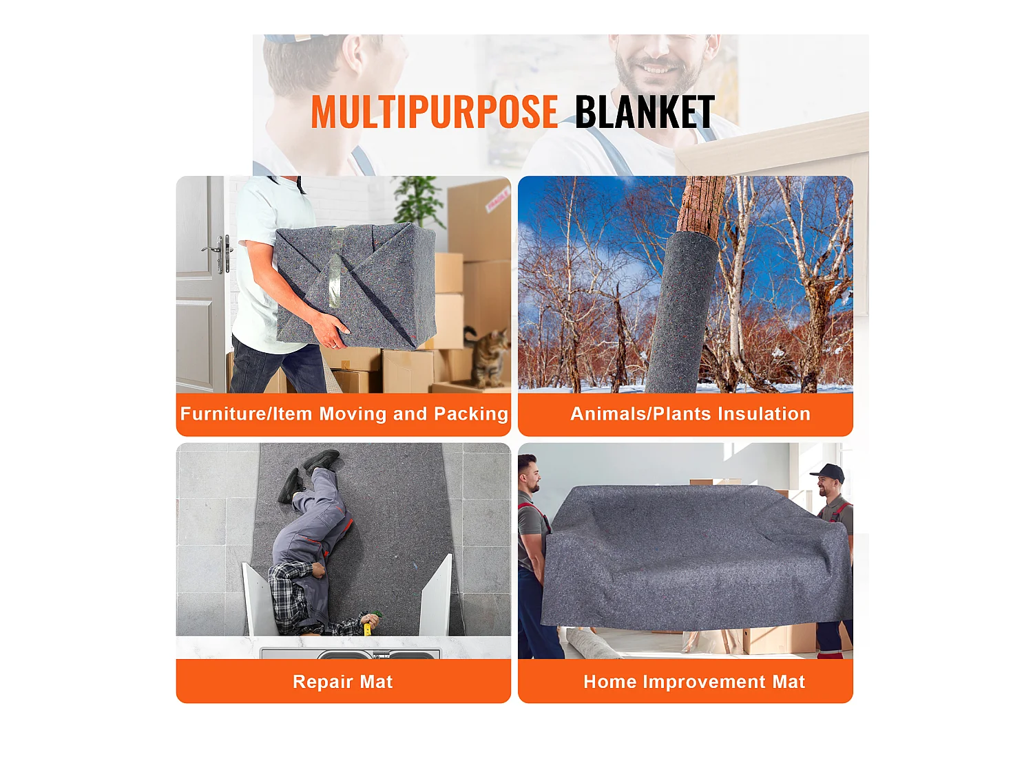 Coperte da trasloco SucceBuy, coperte da imballaggio, 1,82 m x 1,37 m, cuscinetti per mobili, confezione da 24, 9,5 kg/gz