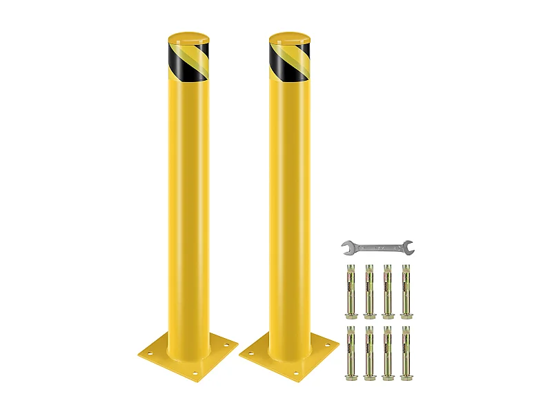 Barrière De Sécurité SucceBuy, 91,4 x 11,4 cm, Barrière en Tube d'Acier Jaune