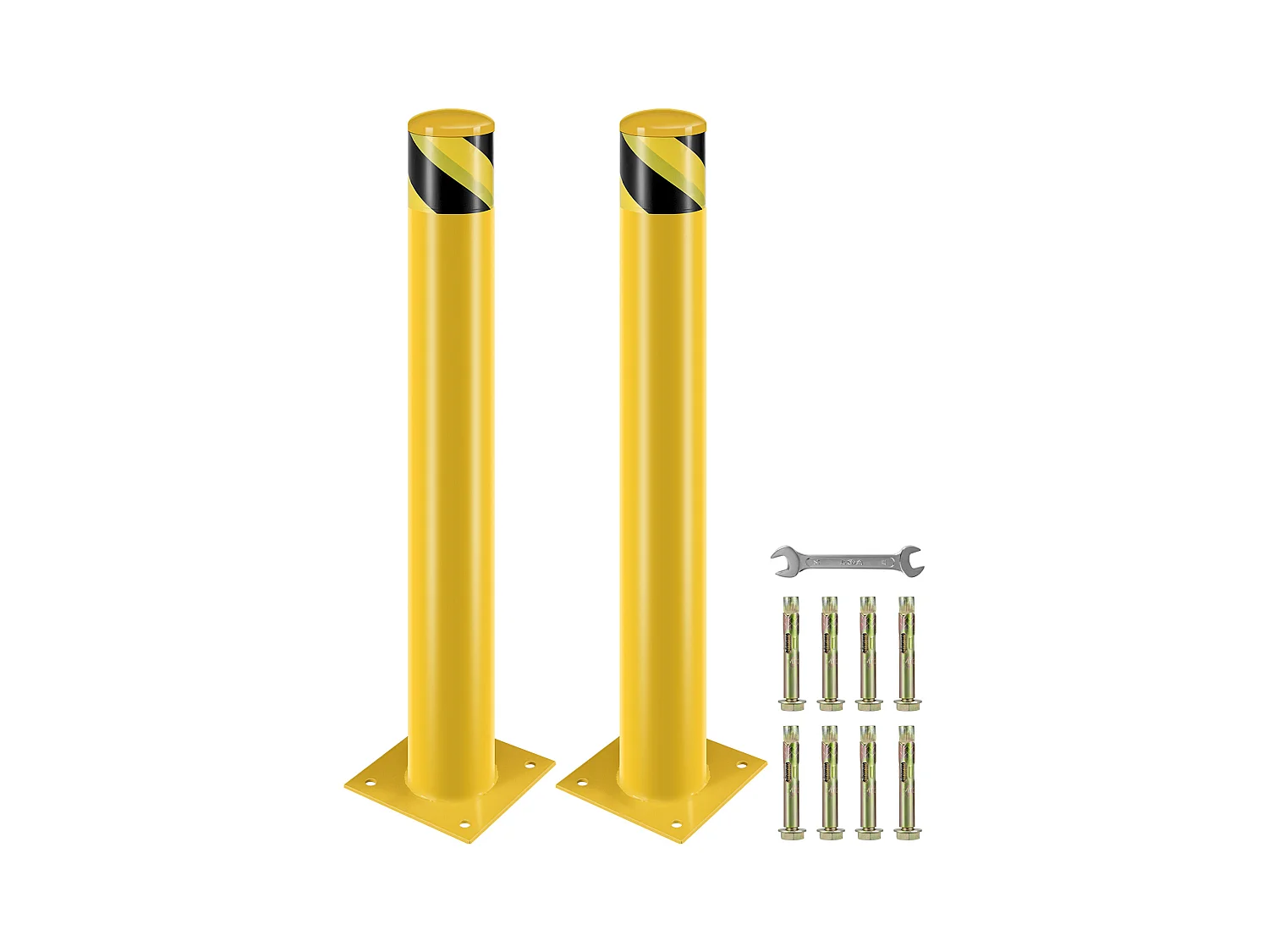 Barrière De Sécurité SucceBuy, 91,4 x 11,4 cm, Barrière en Tube d'Acier Jaune