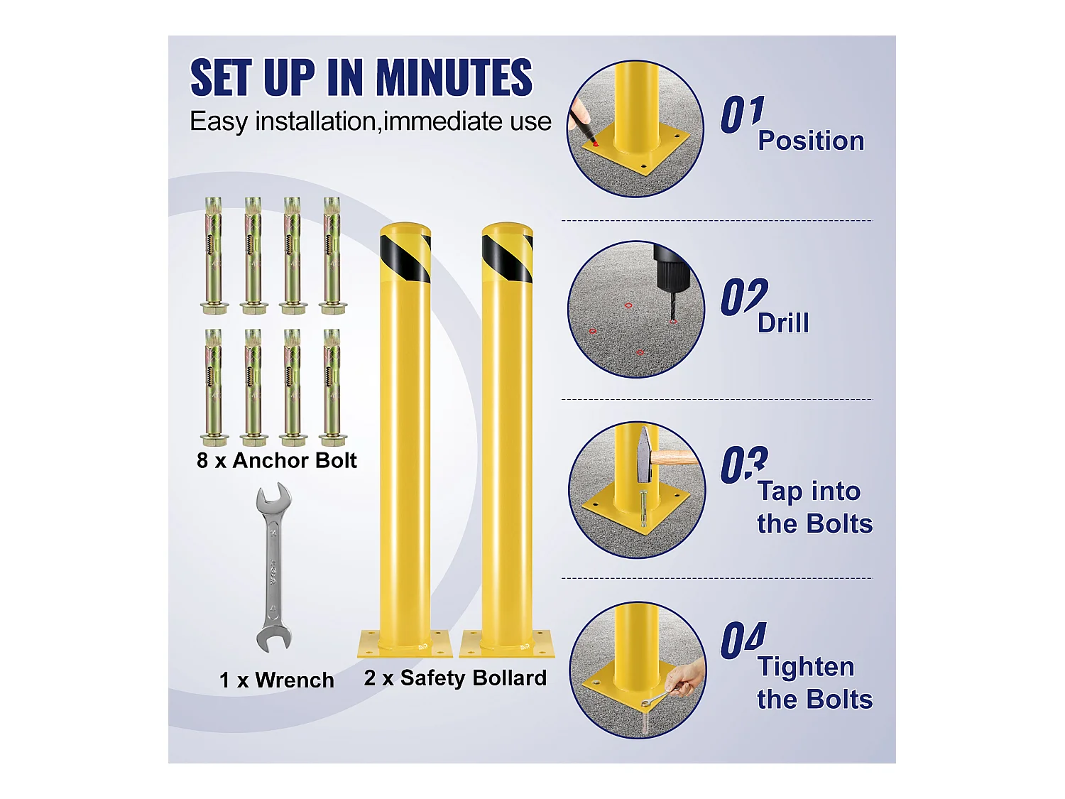 Barrière De Sécurité SucceBuy, 91,4 x 11,4 cm, Barrière en Tube d'Acier Jaune