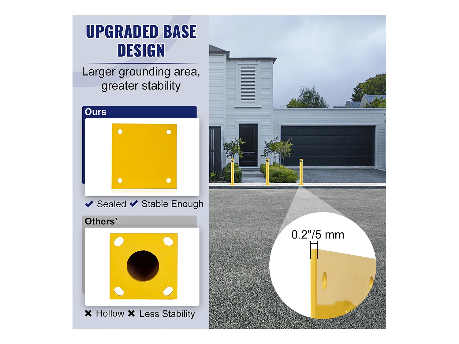 Barrière De Sécurité SucceBuy, 91,4 x 11,4 cm, Barrière en Tube d'Acier Jaune