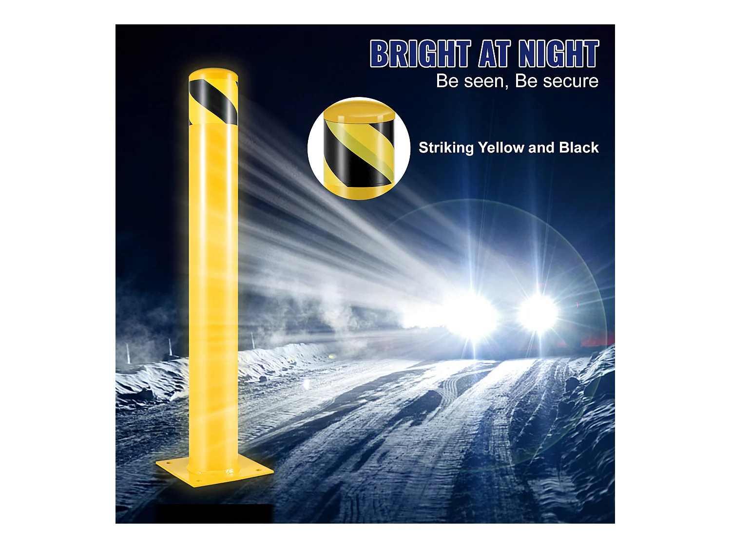 Barrière De Sécurité SucceBuy, 91,4 x 11,4 cm, Barrière en Tube d'Acier Jaune