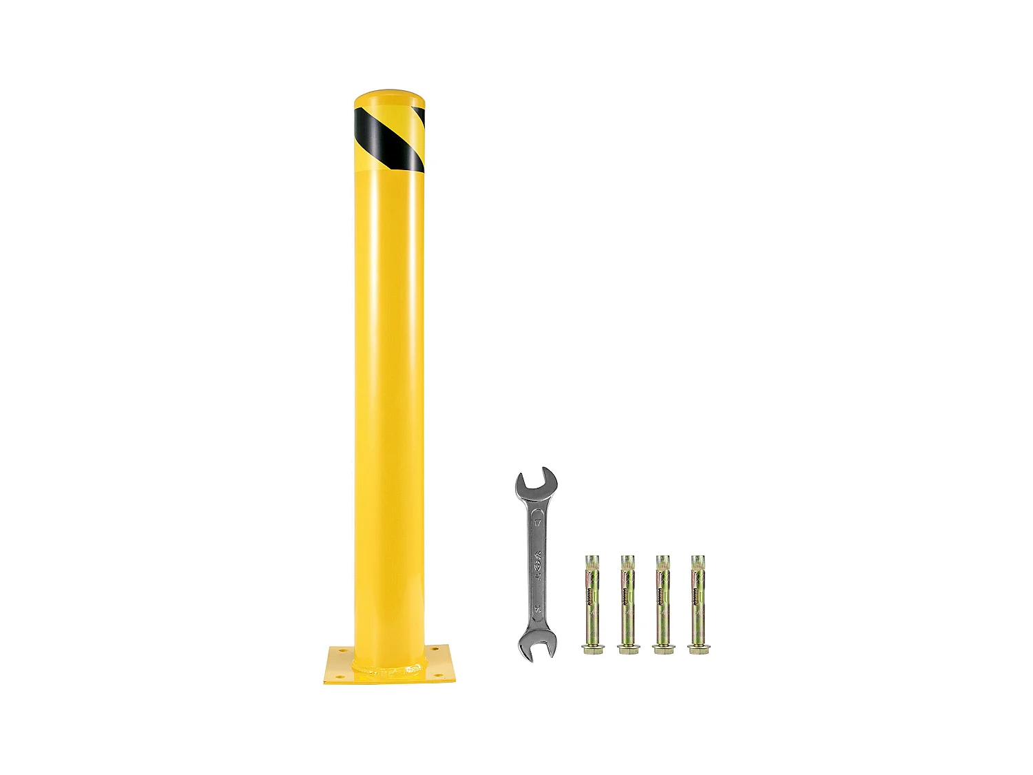 Barrière De Sécurité SucceBuy, 122 x 14 cm, Barrière en Tube d'Acier Jaune