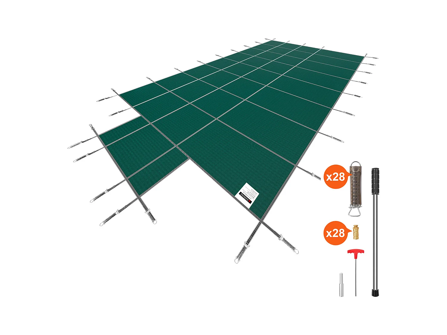 Bâche Hivernage pour Piscines, SucceBuy Couverture de Sécurité Rectangulaire pour Piscine, 490 x 980 cm, Verte, pour une Utilisation en Extérieur en Hiver