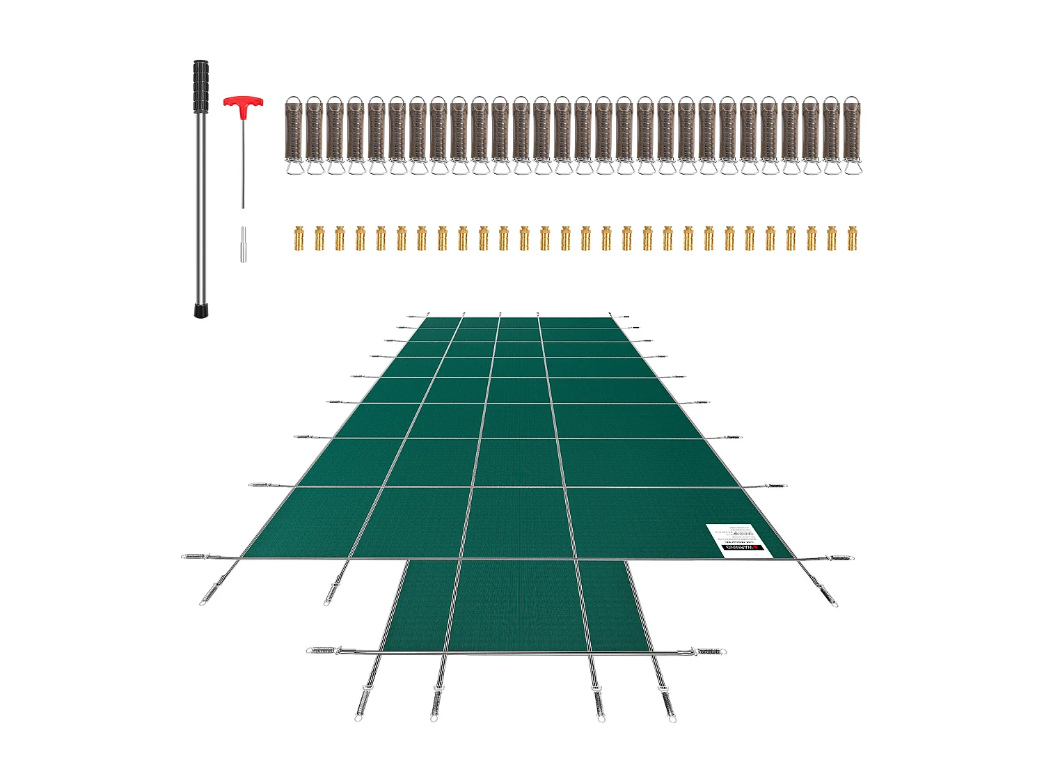 Bâche Hivernage pour Piscines, SucceBuy Couverture de Sécurité Rectangulaire pour Piscine, 490 x 980 cm, Verte, pour une Utilisation en Extérieur en Hiver