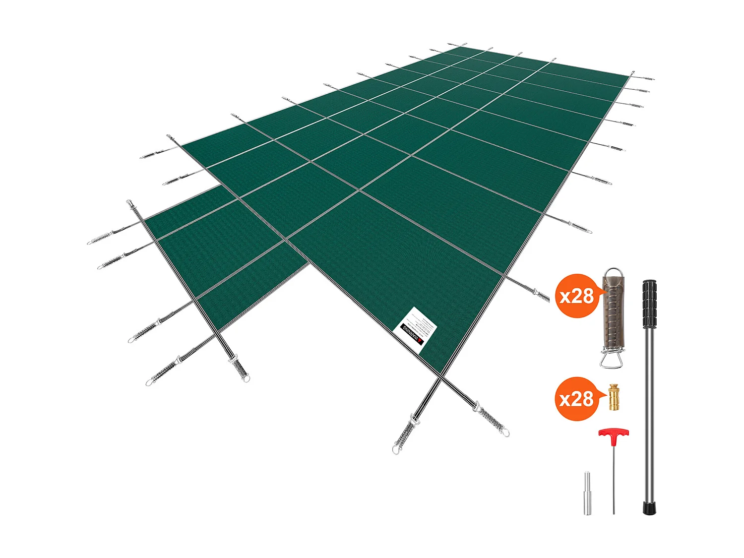 Bâche Hivernage pour Piscines, SucceBuy Couverture de Sécurité Rectangulaire pour Piscine, 490 x 980 cm, Verte, pour une Utilisation en Extérieur en Hiver