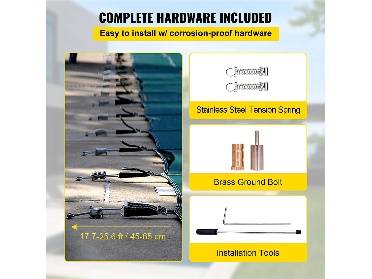 Bâche Hivernage pour Piscines, SucceBuy Couverture de Sécurité pour Piscine, Convient aux Piscines Enterrées Rectangulaires de 488 x 975 cm, Verte