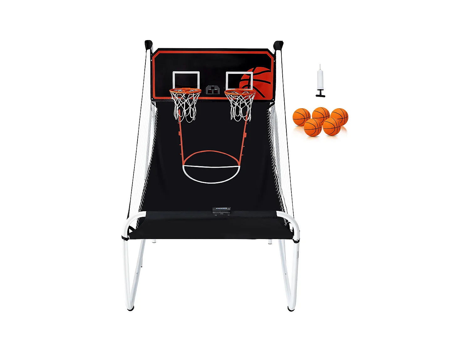 Panier de Basketball Pliable, SucceBuy Jeu d'Arcade de Basket-Ball Pliable d'Intérieur à Double Tir pour 2 Joueurs et 5 Balles