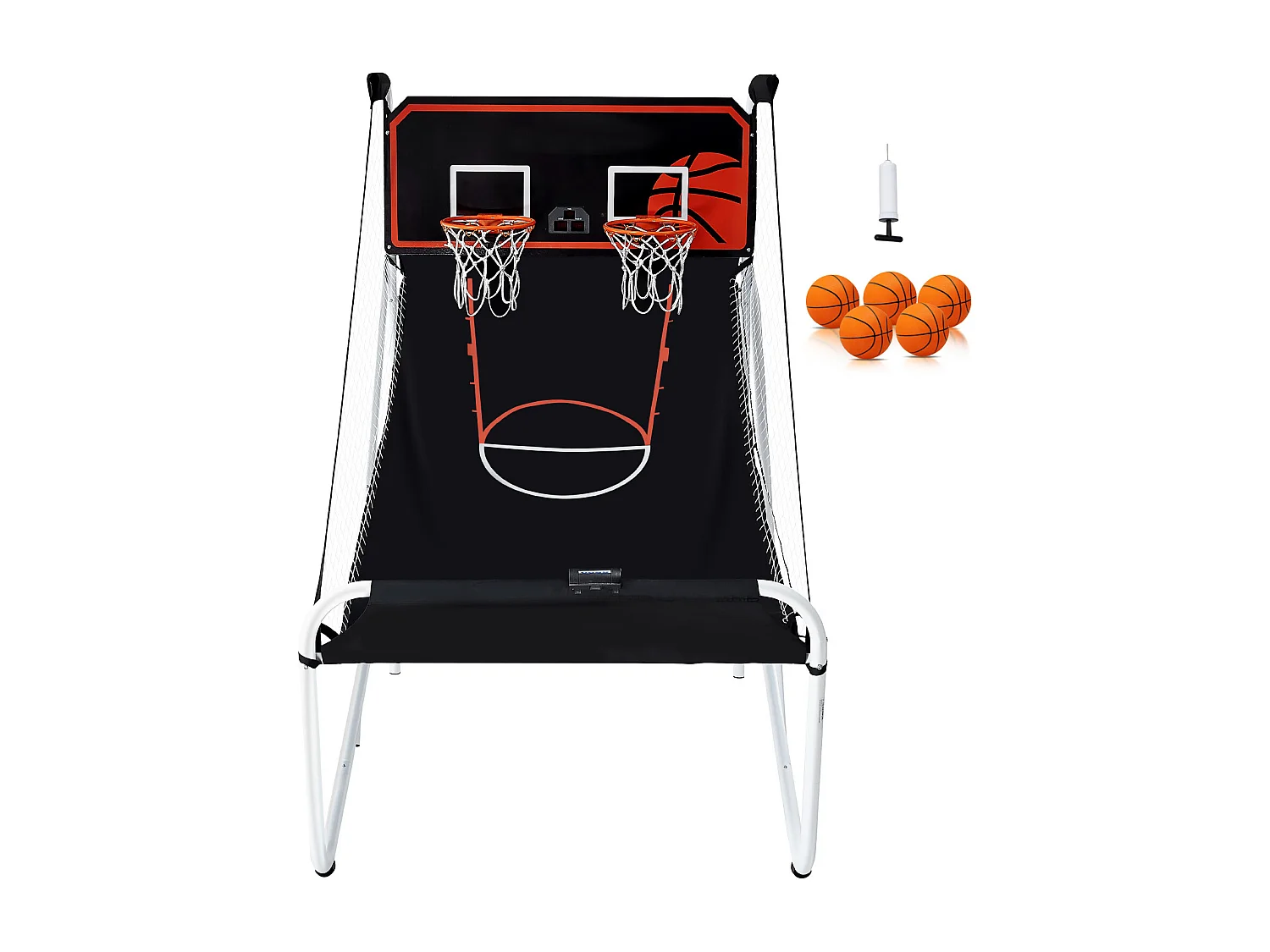 Panier de Basketball Pliable, SucceBuy Jeu d'Arcade de Basket-Ball Pliable d'Intérieur à Double Tir pour 2 Joueurs et 5 Balles
