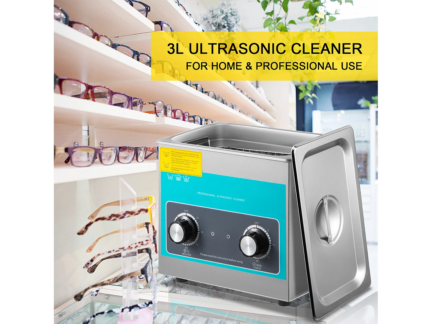 Nettoyeur SucceBuy Nettoyeur Ultrasonique à Bouton 3L en Acier Inoxydable 304