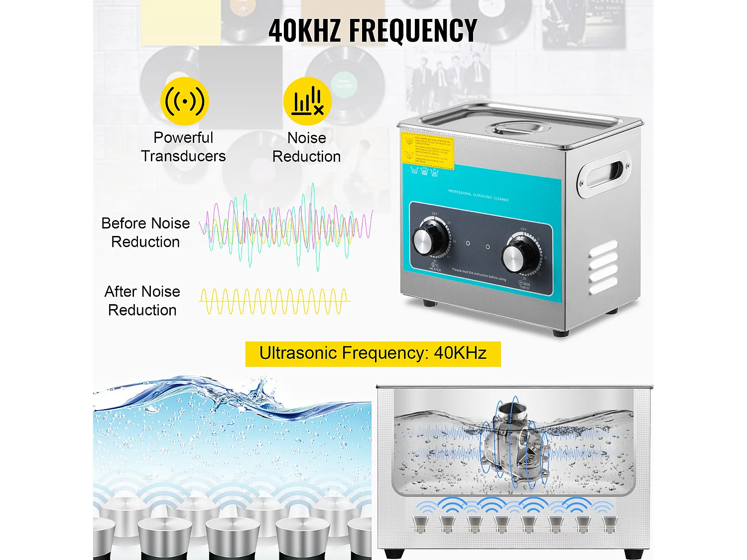 Nettoyeur SucceBuy Nettoyeur Ultrasonique à Bouton 3L en Acier Inoxydable 304
