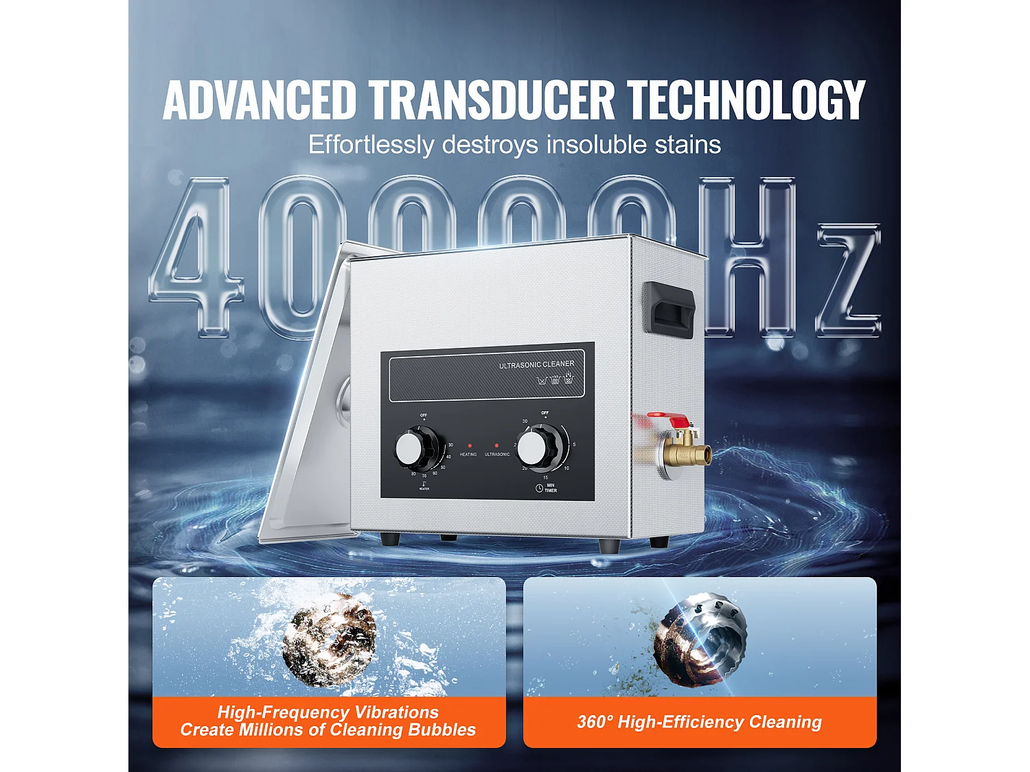 Nettoyeur SucceBuy Nettoyeur à Ultrasons 6L, Chauffage, Minuterie, Panier, 180 W Sonic