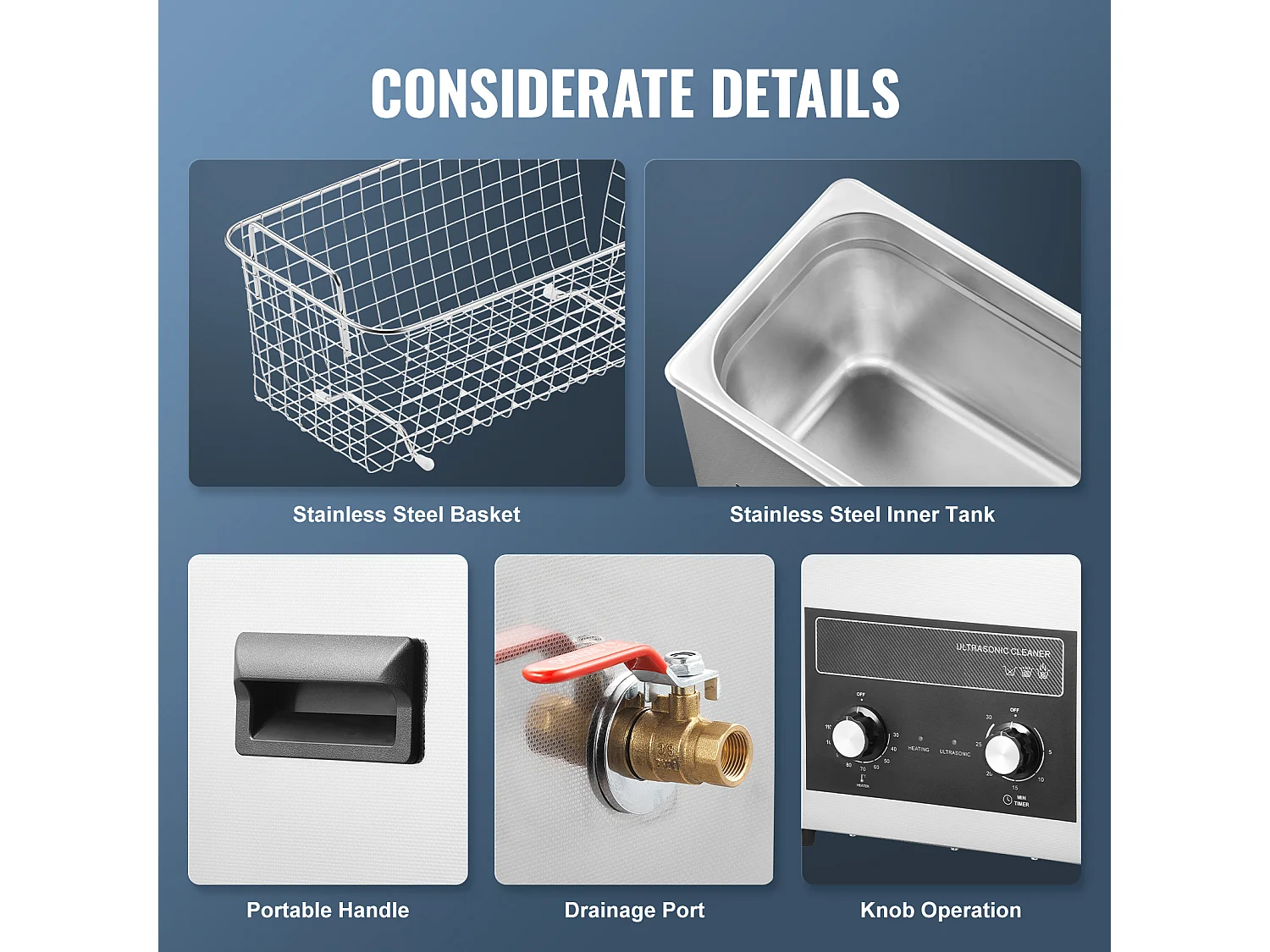 Nettoyeur SucceBuy Nettoyeur à Ultrasons 6L, Chauffage, Minuterie, Panier, 180 W Sonic