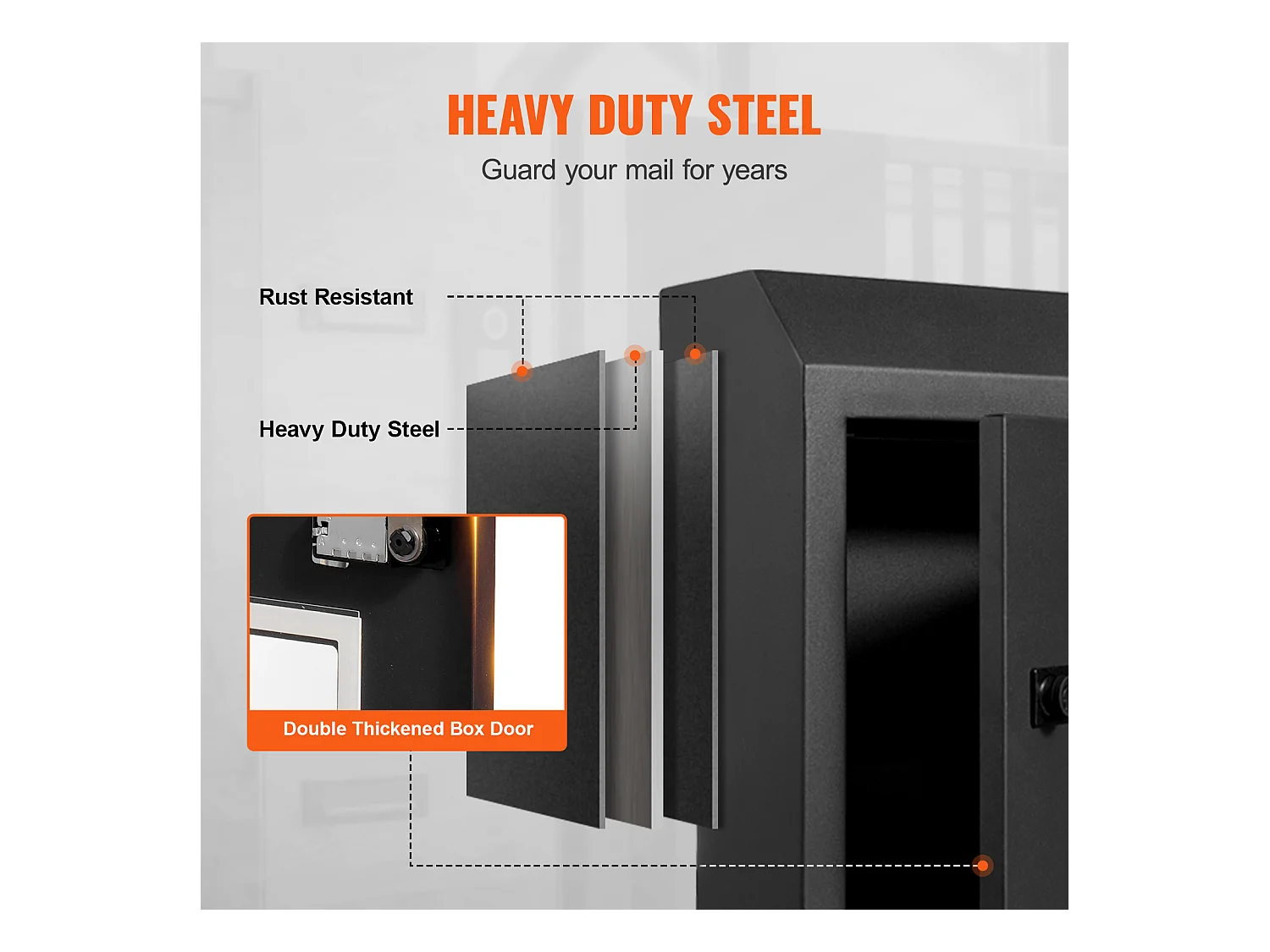 Boîte aux Lettres à Clé SucceBuy Through the Door avec Serrure à Combinaison, Noire