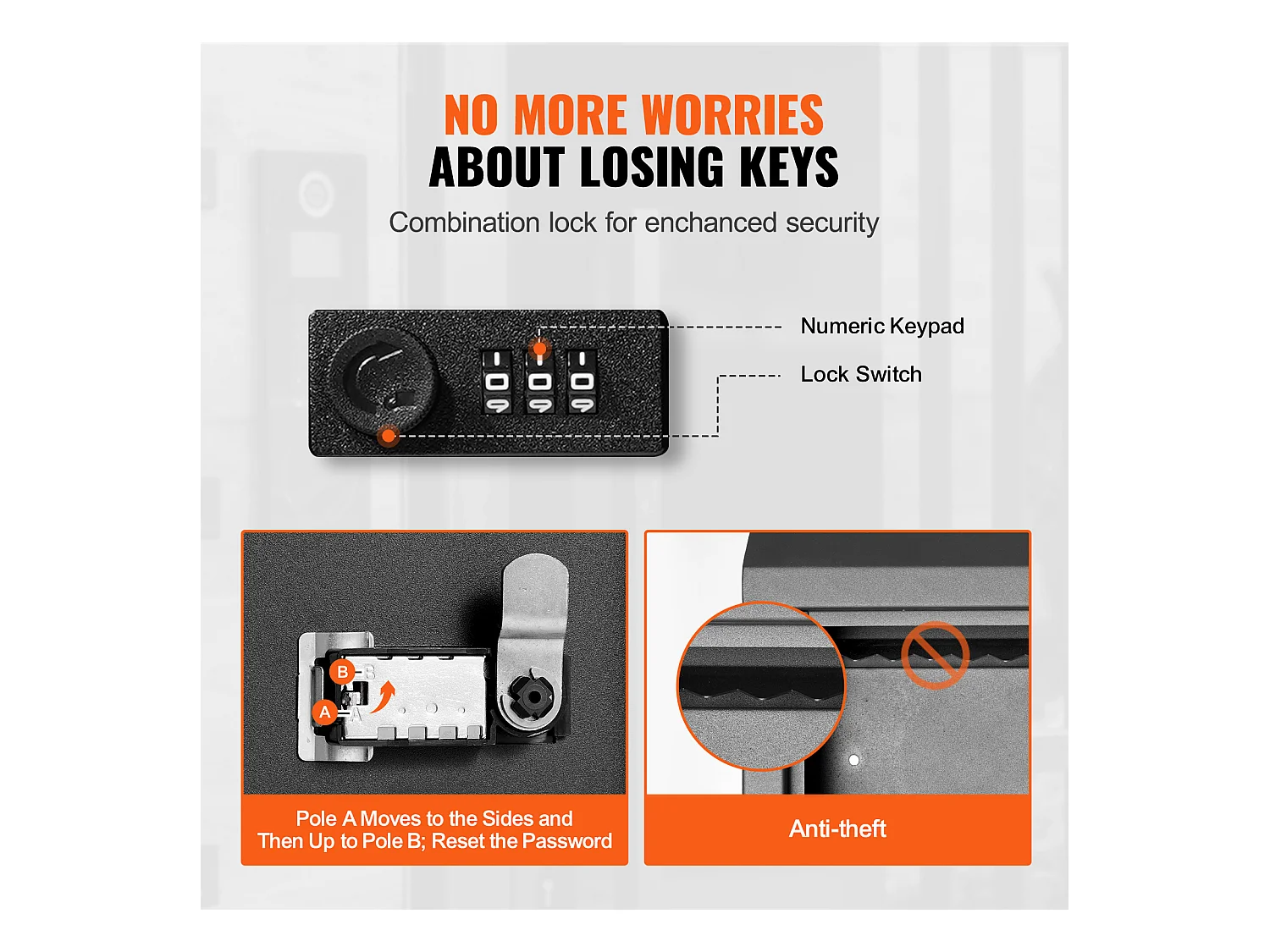 Boîte aux Lettres à Clé SucceBuy Through the Door avec Serrure à Combinaison, Noire