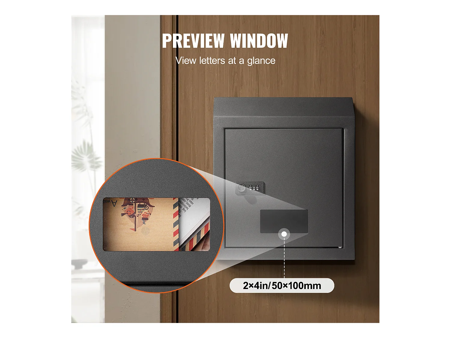 Boîte aux Lettres à Clé SucceBuy Through the Door avec Serrure à Combinaison, Noire