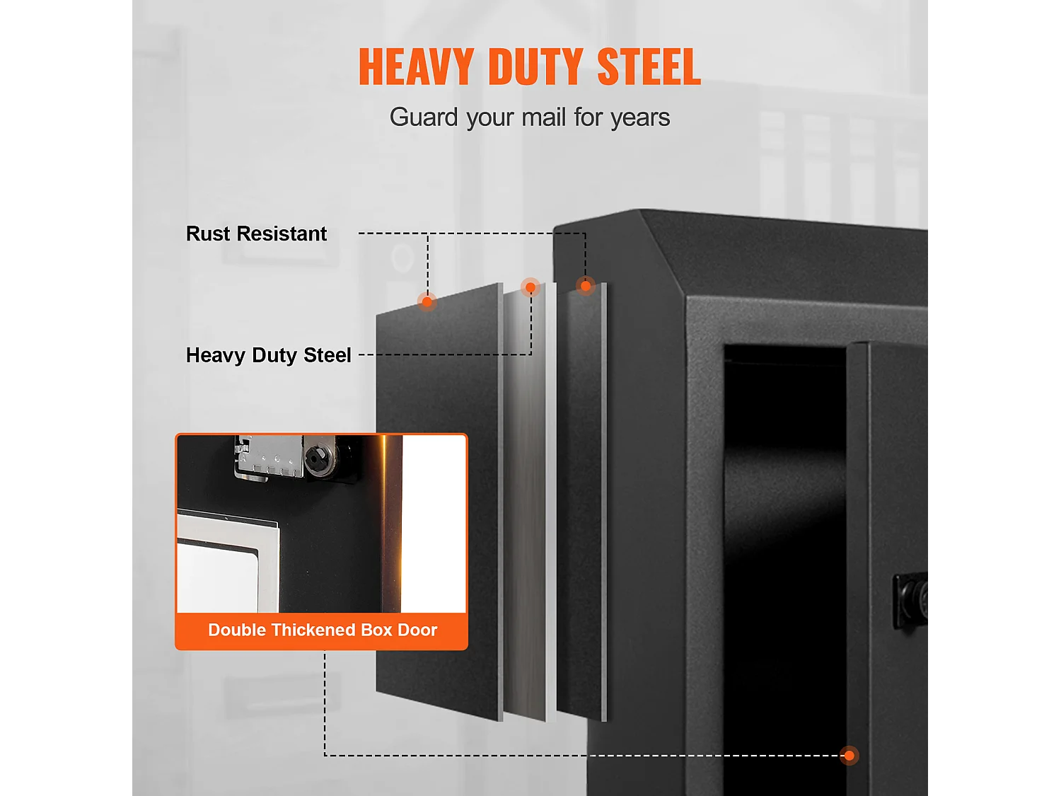 Boîte aux Lettres à Clé SucceBuy Through the Door avec Serrure à Combinaison, Noire