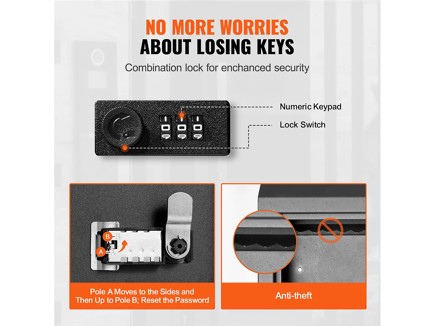 Boîte aux Lettres à Clé SucceBuy Through the Door avec Serrure à Combinaison, Noire