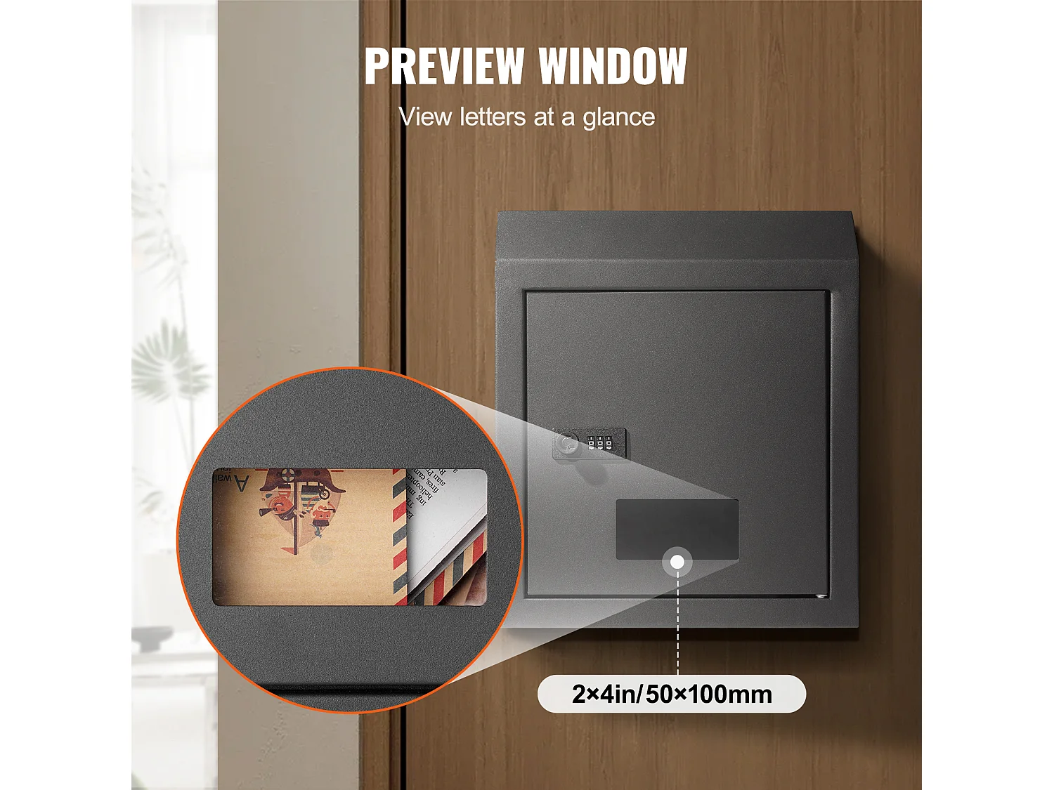 Boîte aux Lettres à Clé SucceBuy Through the Door avec Serrure à Combinaison, Noire