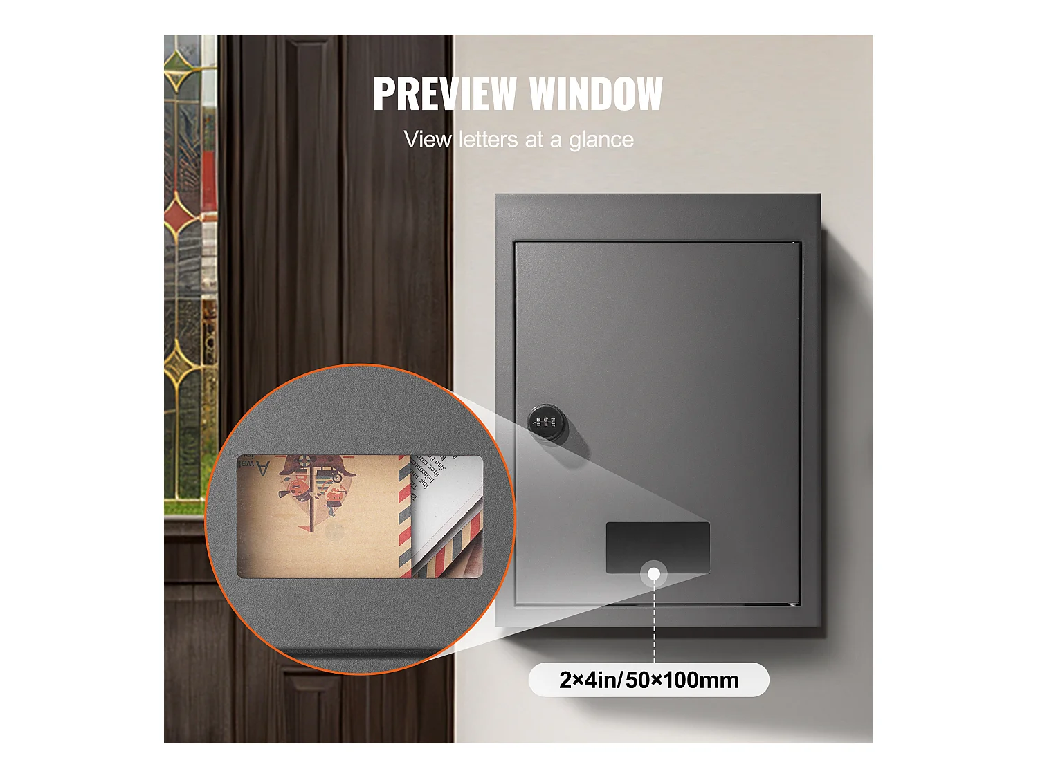 Boîte aux Lettres Murale SucceBuy Boîte aux Lettres Encastrée 320x158x430mm Gris Foncé -  Style Encastré Élégante et Fonctionnelle