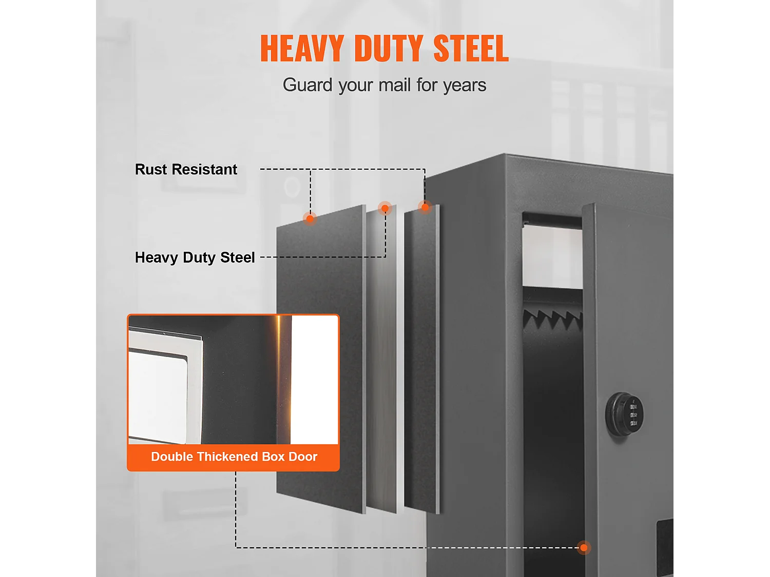 Boîte aux Lettres Murale SucceBuy Boîte aux Lettres Encastrée 320x158x430mm Gris Foncé -  Style Encastré Élégante et Fonctionnelle