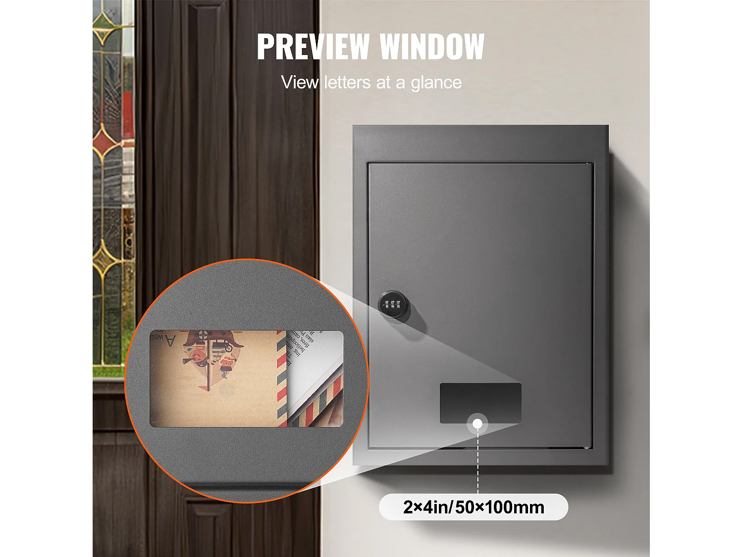 Boîte aux Lettres Murale SucceBuy Boîte aux Lettres Encastrée 320x158x430mm Gris Foncé -  Style Encastré Élégante et Fonctionnelle