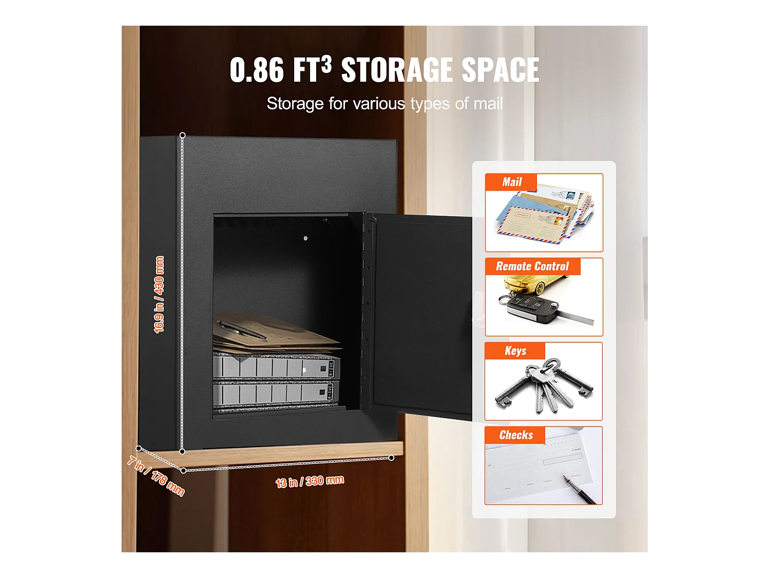 Boîte aux Lettres Murale SucceBuy - Acier Robuste, 33x18x43cm, Serrure à Combinaison, Noir - Stockage Sécurisé du Courrier