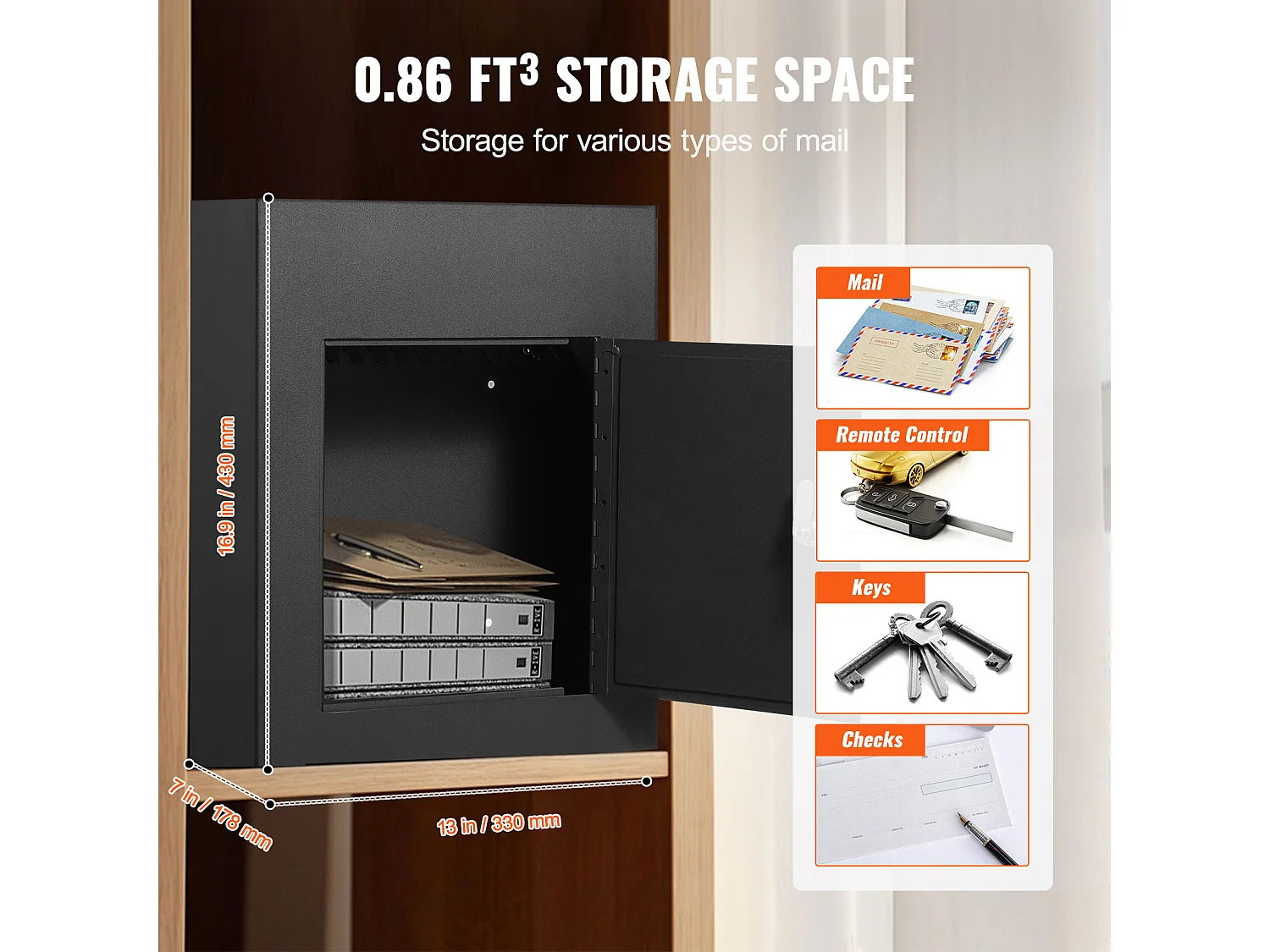 Boîte aux Lettres Murale SucceBuy - Acier Robuste, 33x18x43cm, Serrure à Combinaison, Noir - Stockage Sécurisé du Courrier