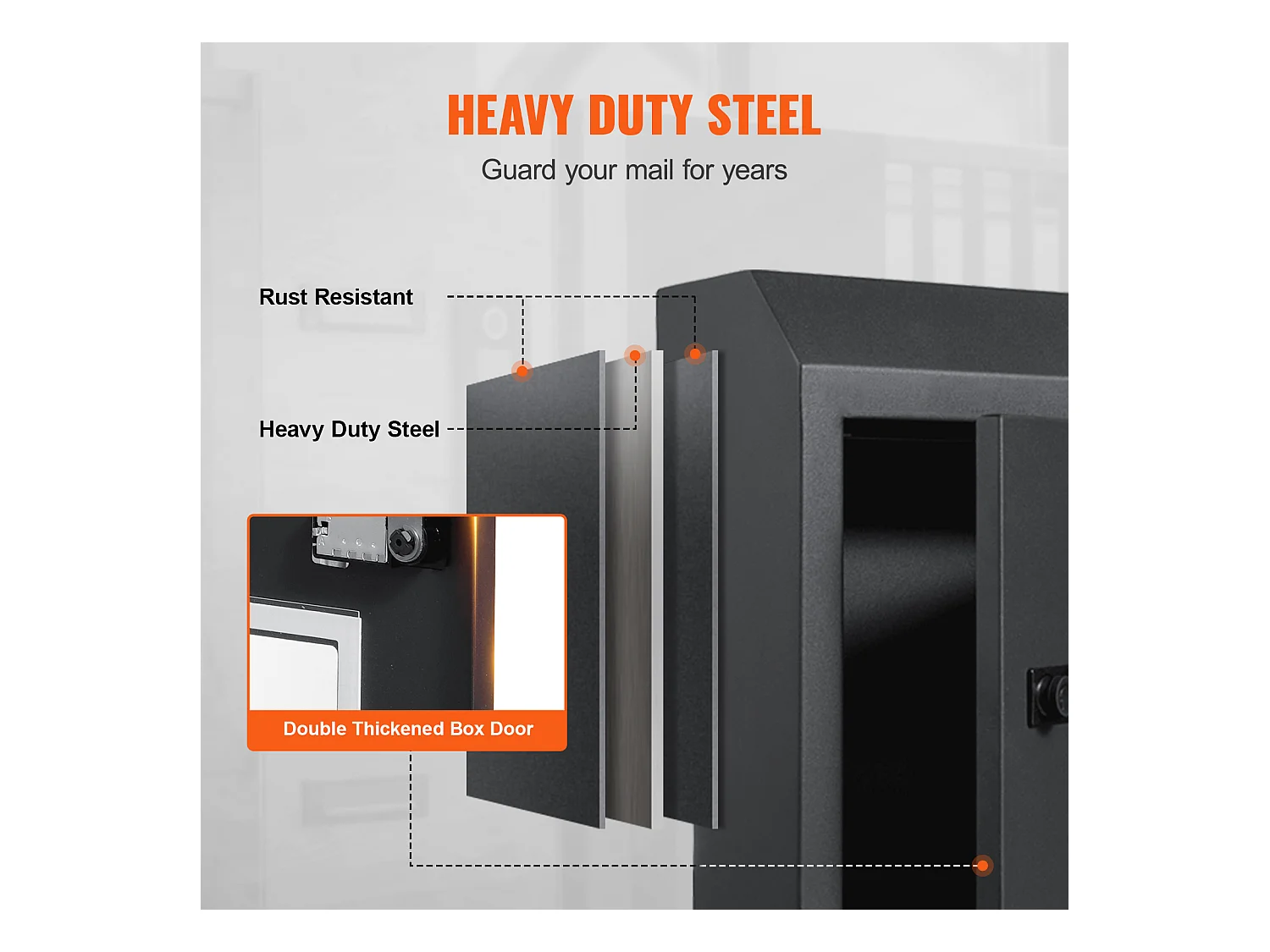 Caixa de Correio Com Chave Através da Porta SucceBuy, Fechadura de Combinacao, Cinza Escuro – Armazenamento Seguro e Elegante do Correio