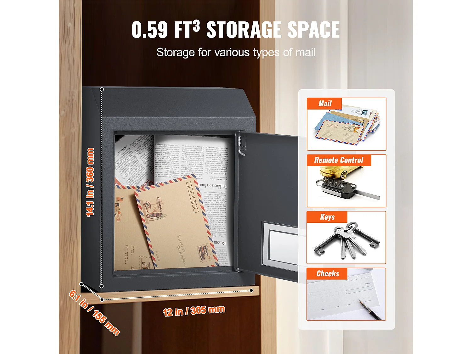 Boîte aux Lettres à Clé SucceBuy Through the Door avec Serrure à Combinaison, Gris Foncé - Stockage du Courrier Sécurisé et élégant