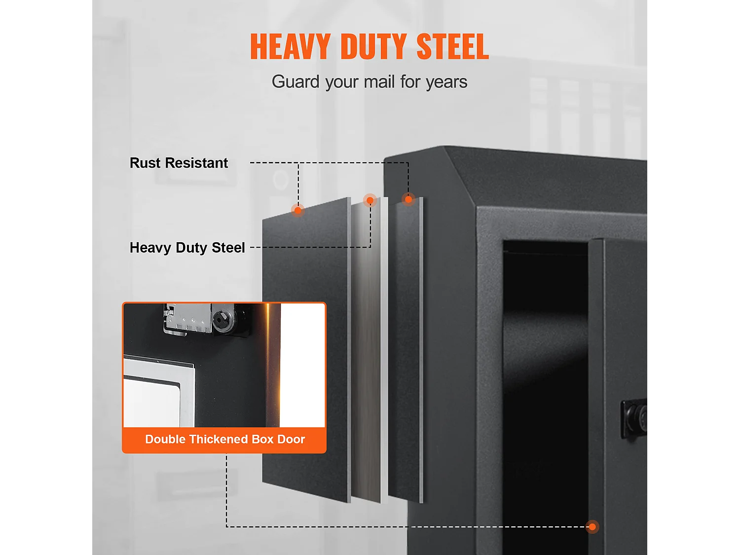 Boîte aux Lettres à Clé SucceBuy Through the Door avec Serrure à Combinaison, Gris Foncé - Stockage du Courrier Sécurisé et élégant