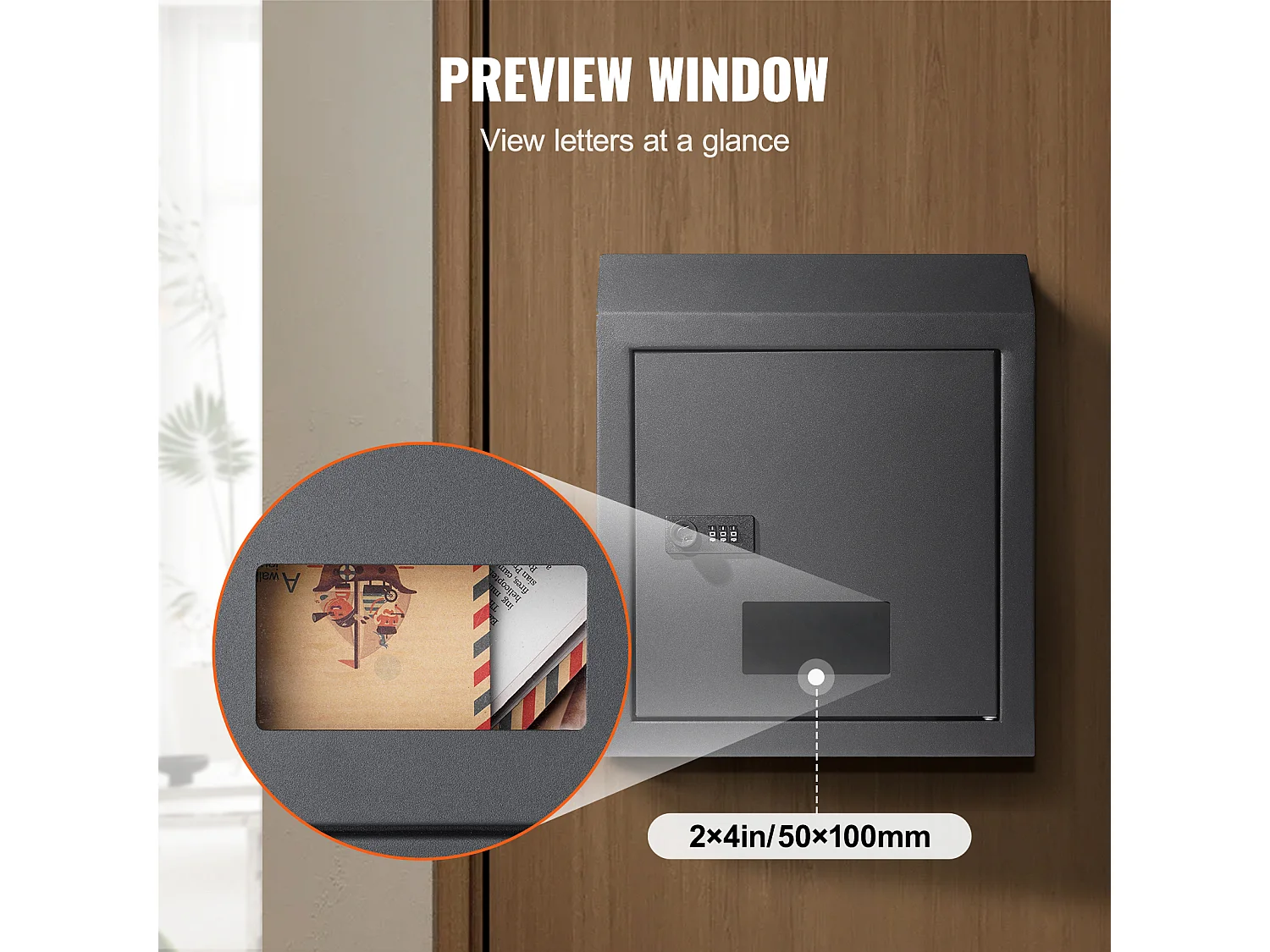 Boîte aux Lettres à Clé SucceBuy Through the Door avec Serrure à Combinaison, Gris Foncé - Stockage du Courrier Sécurisé et élégant