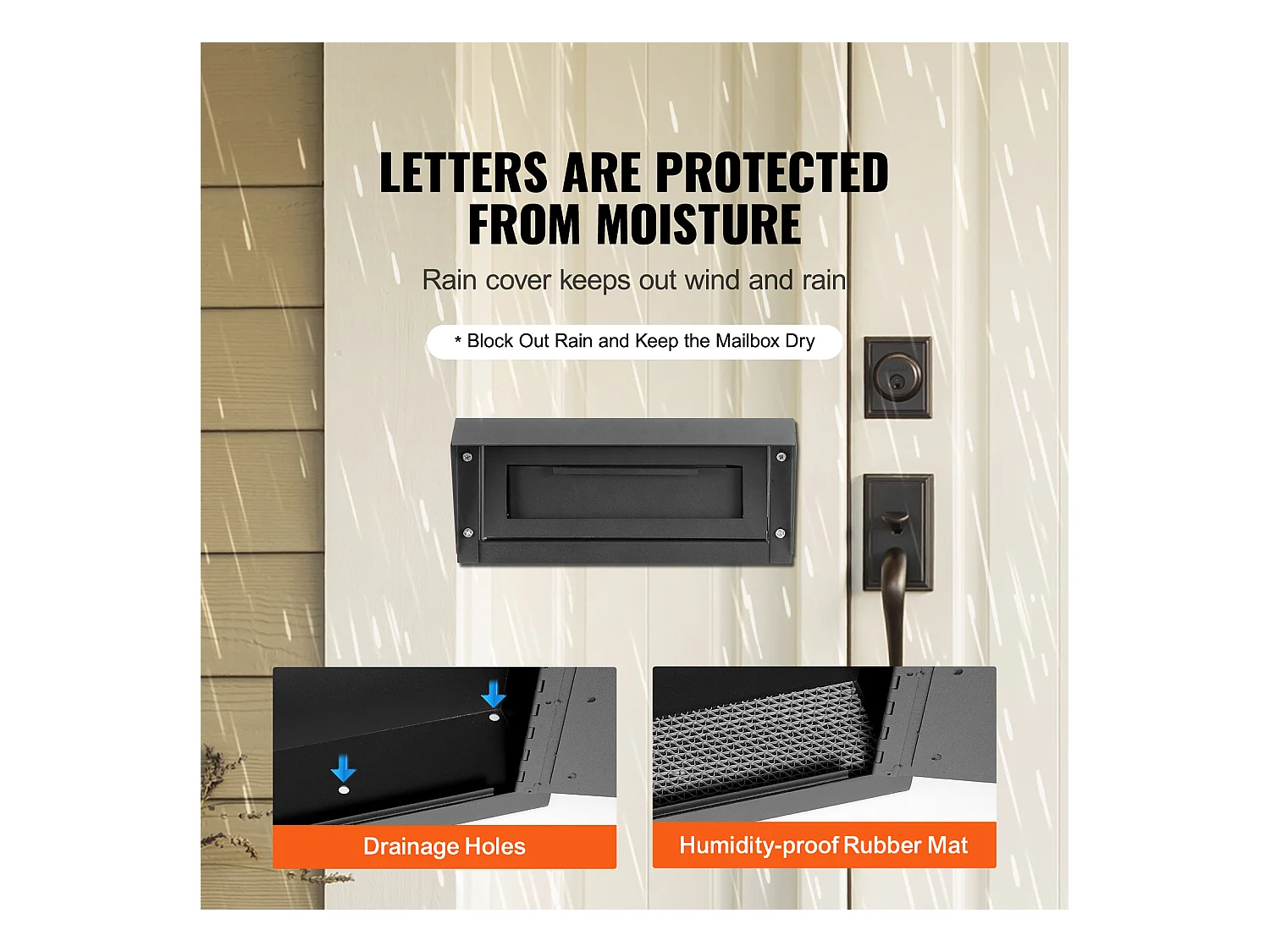 Through the Door Schlüsselkasten SucceBuy 30.5x15.2x40.6cm Briefkasten mit Schlüsselschloss, Schwarz