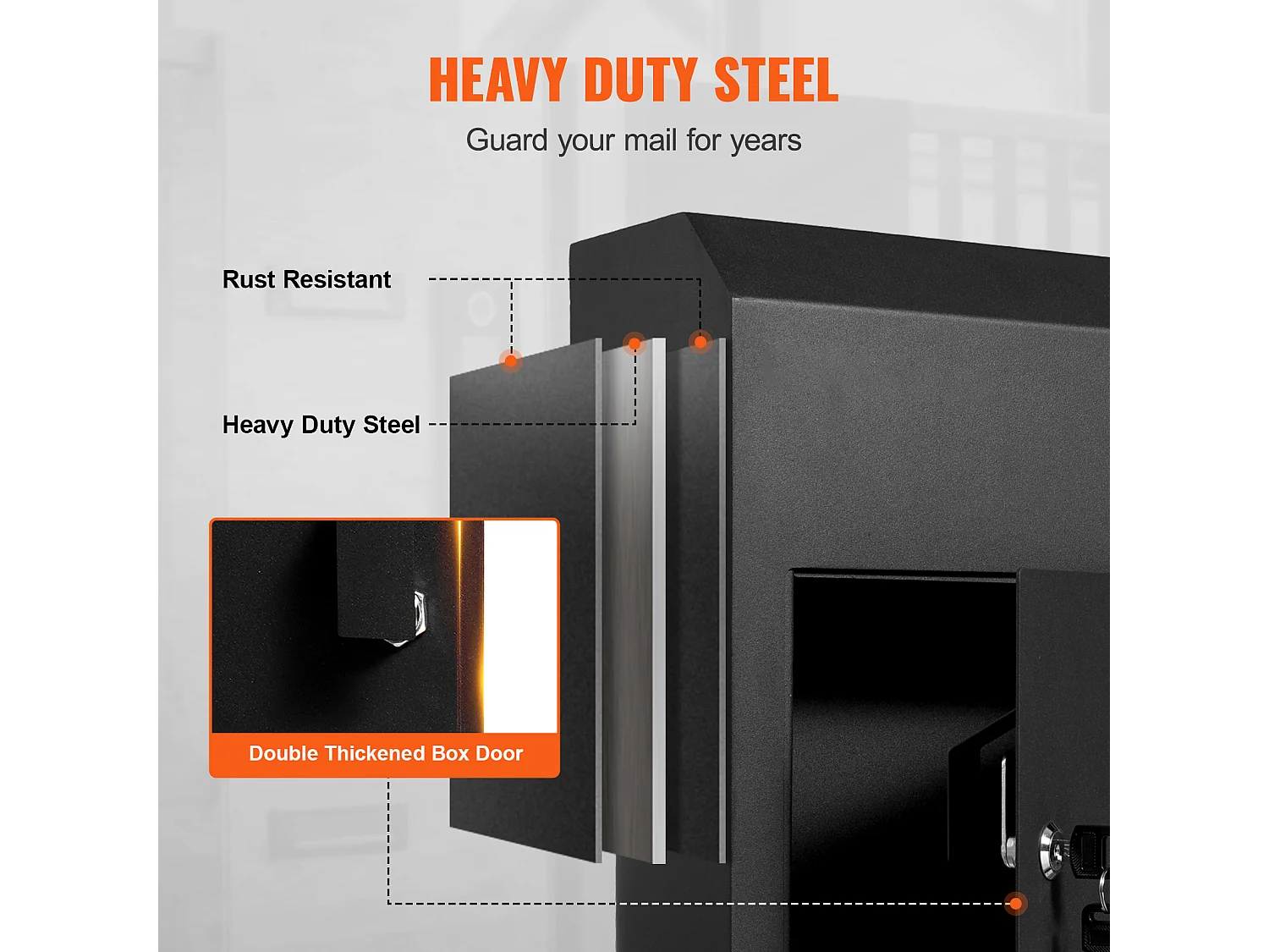 Boîte aux Lettres de Clés SucceBuy Through the Door 30.5x15.2x40.6cm Boîte aux Lettres avec Serrure à Clé, Noir