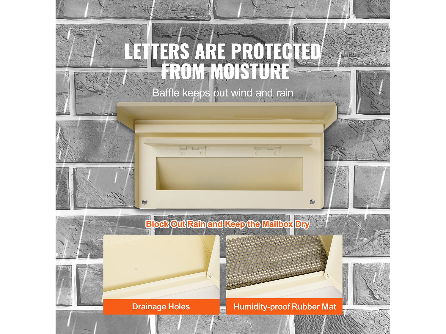 Wandbriefkasten SucceBuy 31.8 x 16 x 42.9 cm, Robuster Stahlbriefkasten mit Zahlenschloss, Beige – Sichere Aufbewahrung der Post