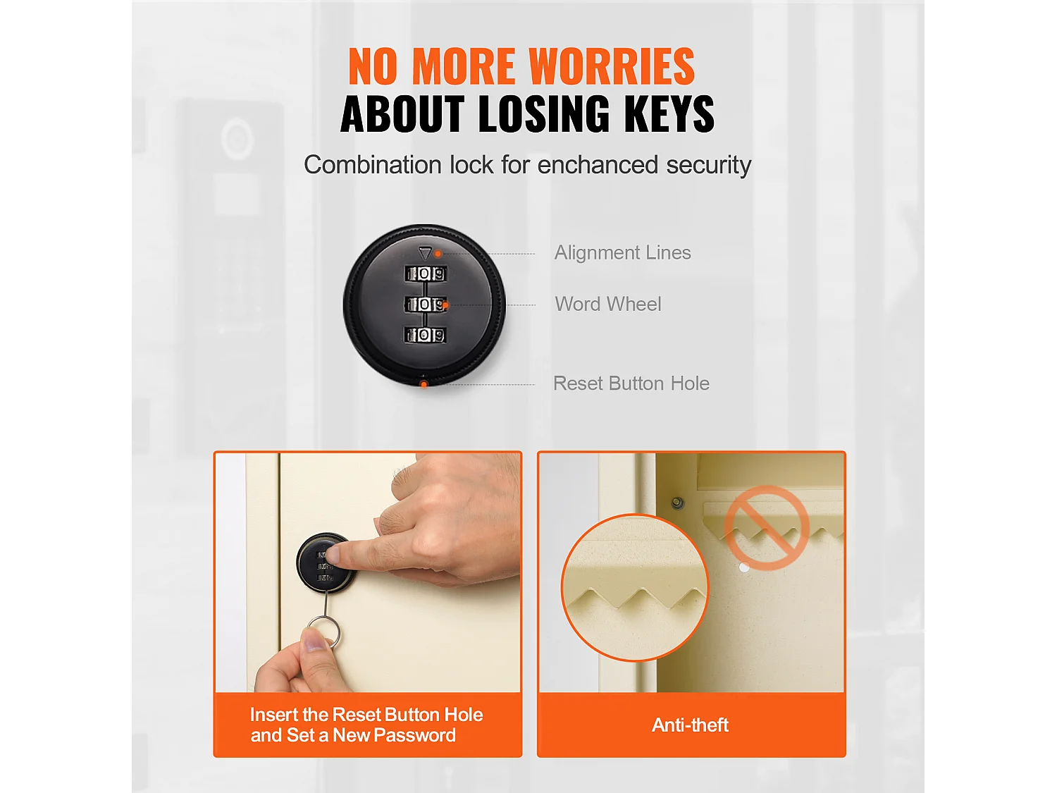 Wandbriefkasten SucceBuy 31.8 x 16 x 42.9 cm, Robuster Stahlbriefkasten mit Zahlenschloss, Beige – Sichere Aufbewahrung der Post