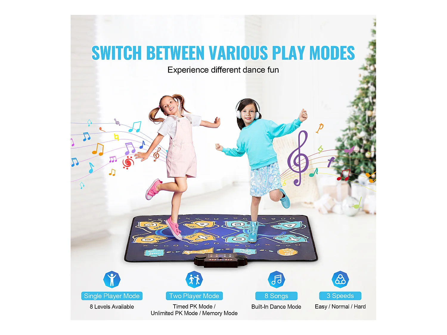 Tapis de Danse SucceBuy à 8 Boutons, Tapis de Jeu Rythmique, 8 Niveaux, Musique, 220 V, 5 W, Coloré