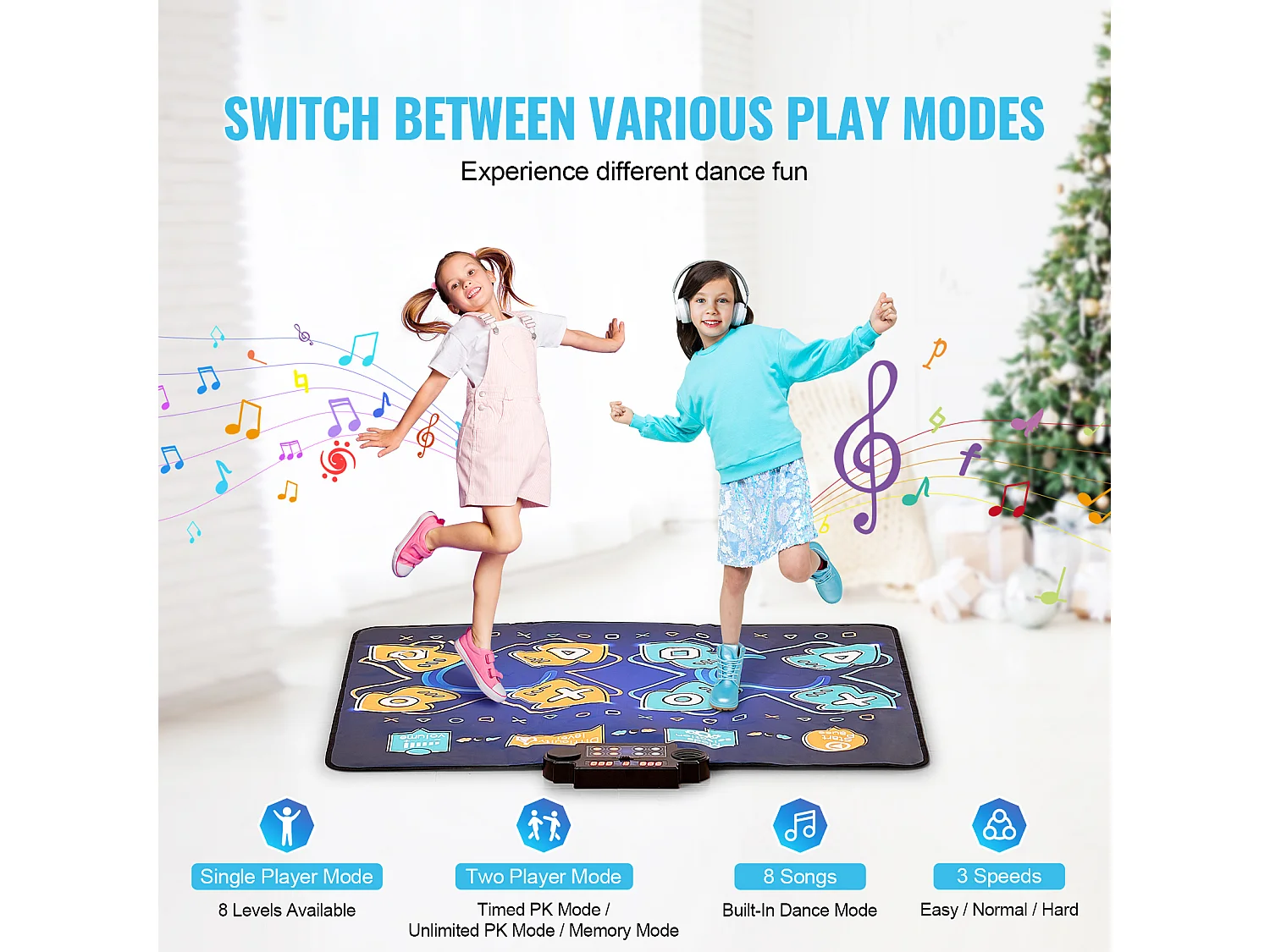 Tappeto di Danza SucceBuy a 8 Pulsanti, Tappeto per Gioco Ritmico, 8 Livelli, Musica, 220 V, 5 W, Colorato