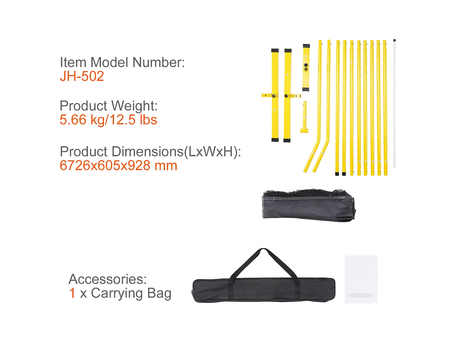 Filet de Pickleball Portable, SucceBuy Système de Filet de Pickleball Portable 670 cm, Taille Réglementaire pour Intérieur/Extérieur