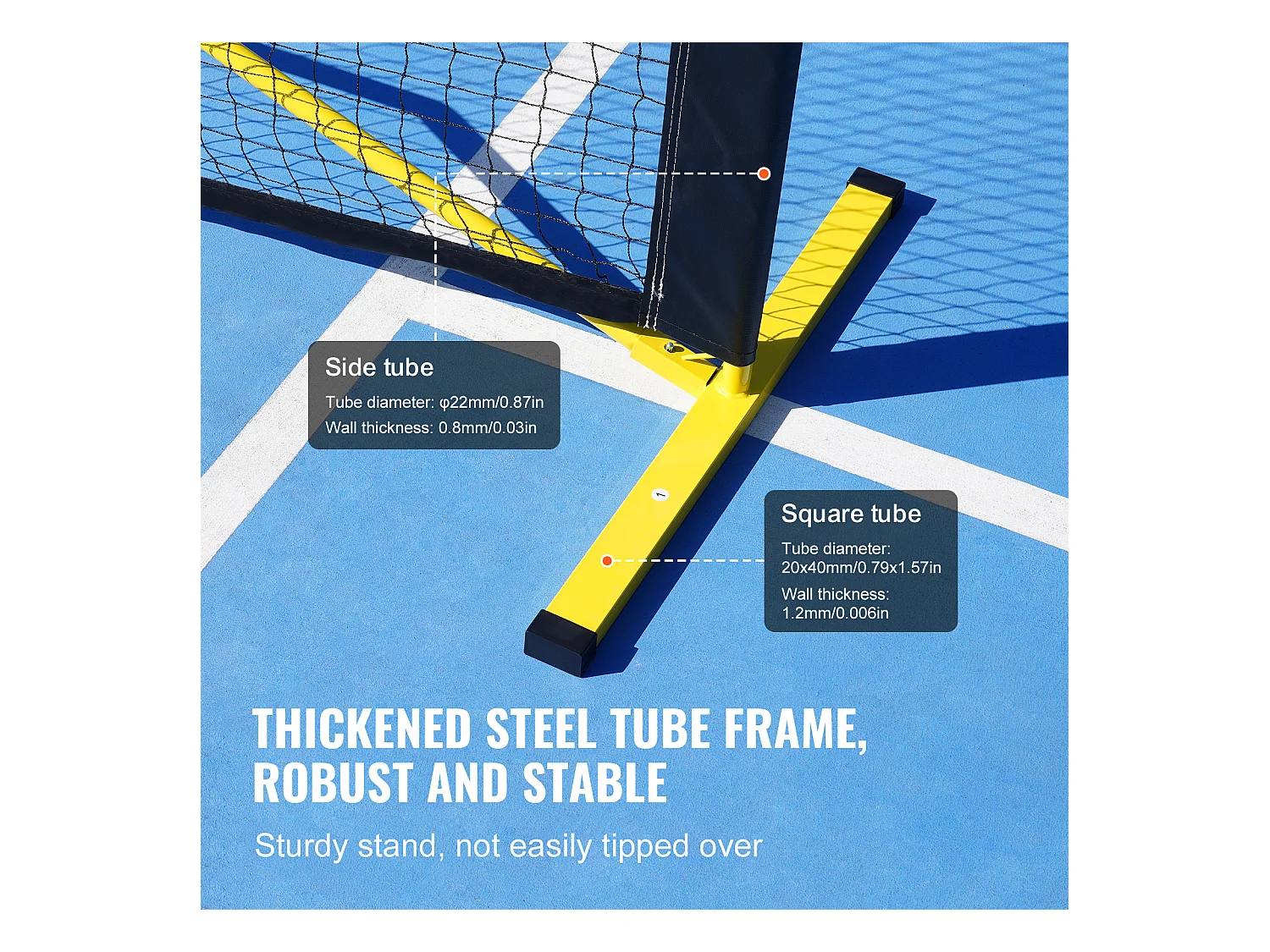 Filet de Pickleball Portable, SucceBuy Système de Filet de Pickleball Portable 670 cm, Taille Réglementaire pour Intérieur/Extérieur