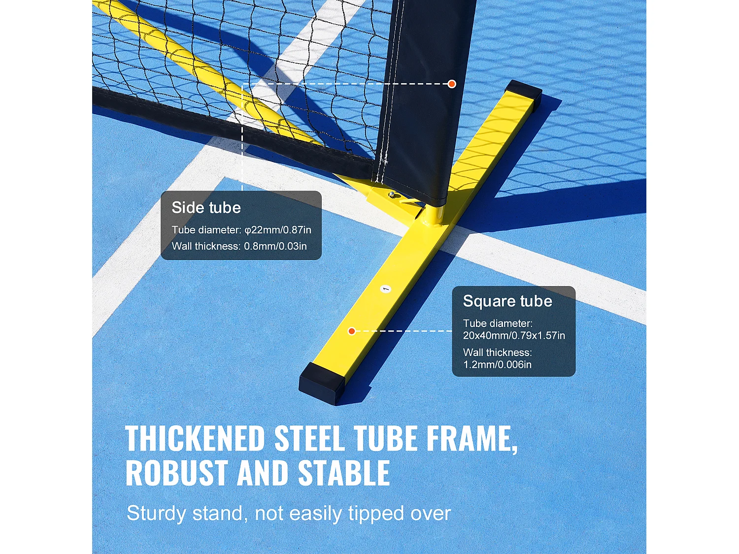 Filet de Pickleball Portable, SucceBuy Système de Filet de Pickleball Portable 670 cm, Taille Réglementaire pour Intérieur/Extérieur