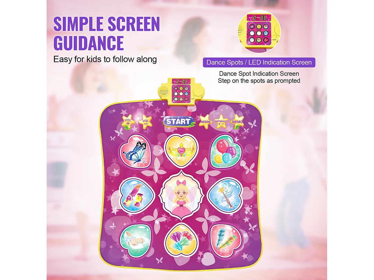 Tapis de Danse SucceBuy à 9 Boutons, Tapis de Jeu Rythmique, 3 Modes, 8 Niveaux, 220 V, Vinyle, Coloré