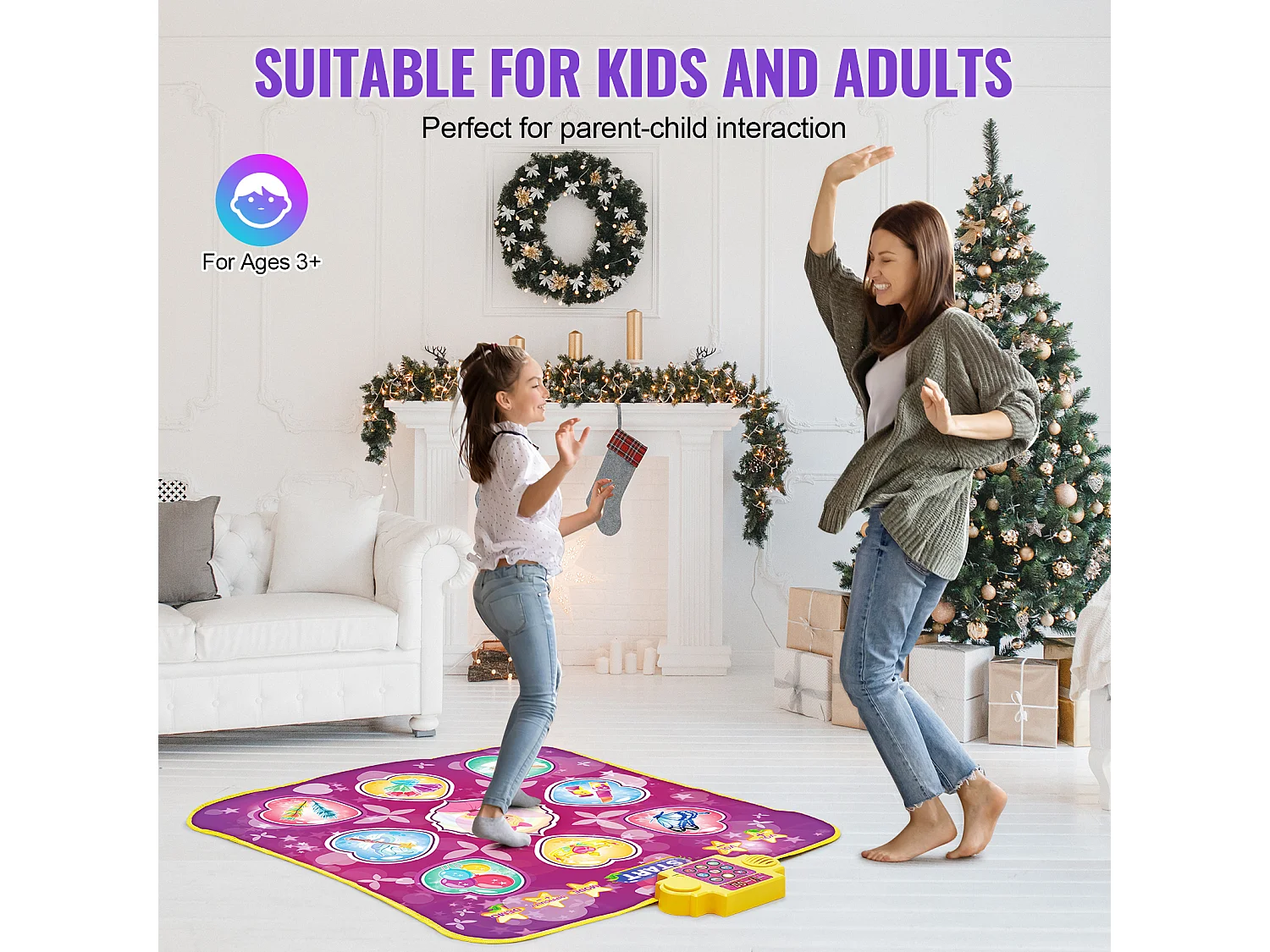 Tapis de Danse SucceBuy à 9 Boutons, Tapis de Jeu Rythmique, 3 Modes, 8 Niveaux, 220 V, Vinyle, Coloré