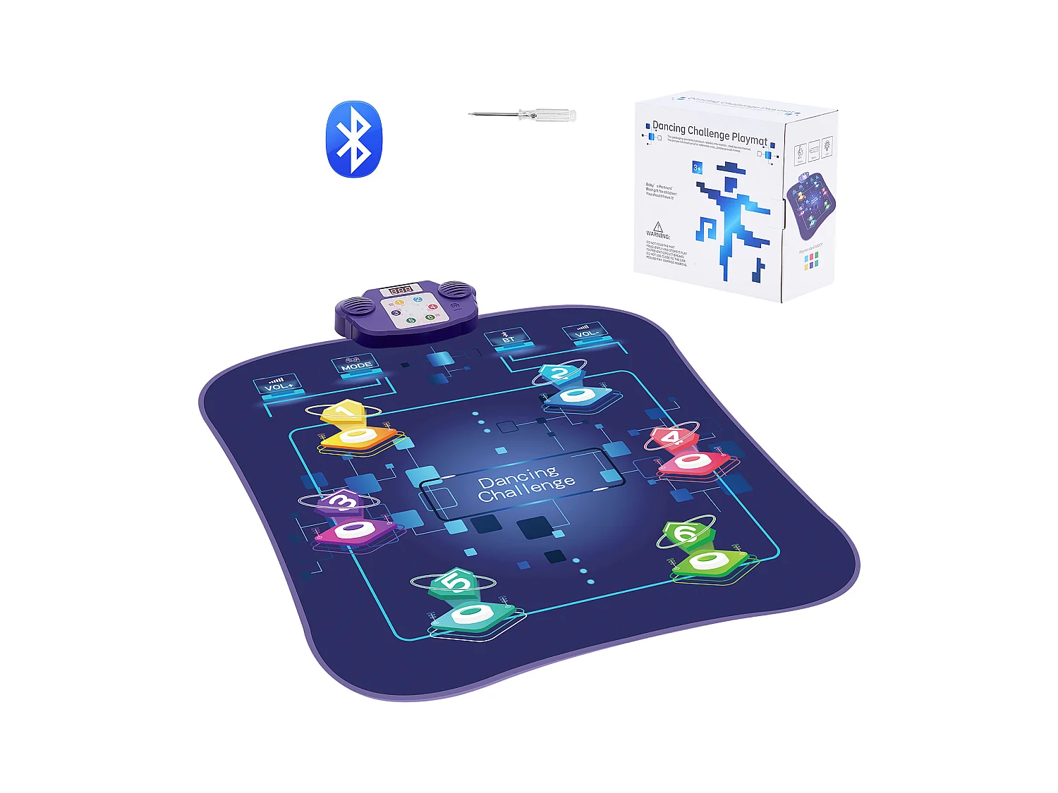 Tapis de Danse SucceBuy à 6 Boutons, Tapis de Jeu Rythmique, Bluetooth, Lumières LED, 220V, 5W, Coloré