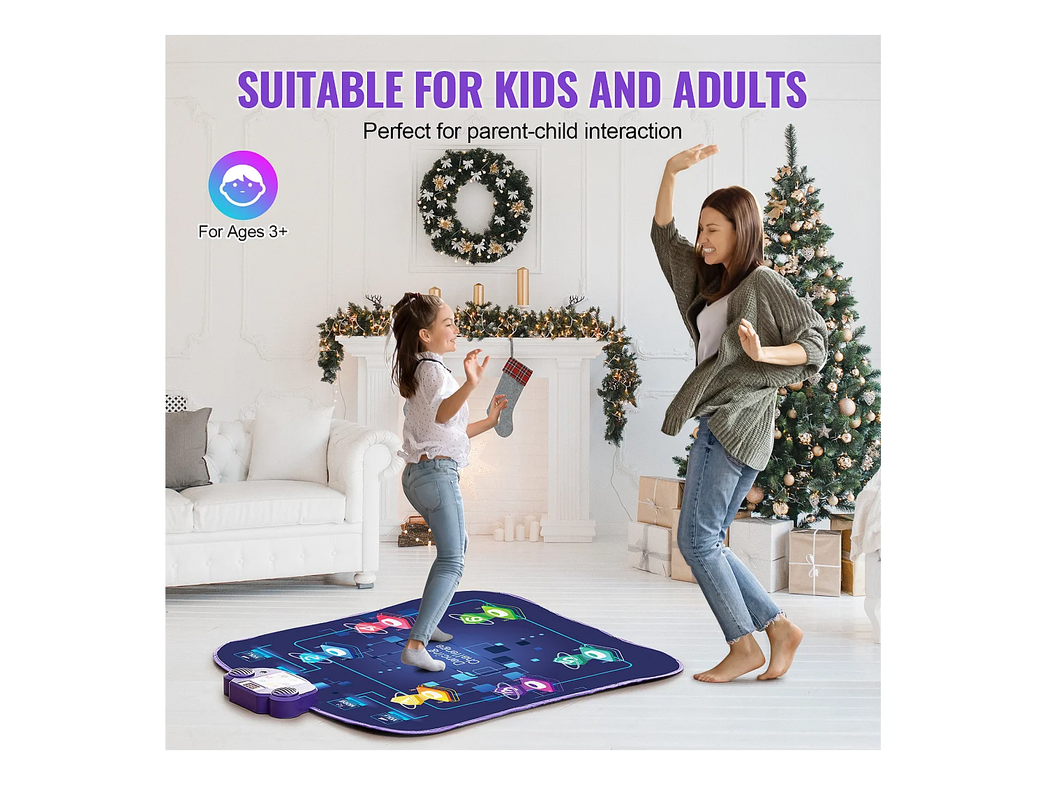 Tapis de Danse SucceBuy à 6 Boutons, Tapis de Jeu Rythmique, Bluetooth, Lumières LED, 220V, 5W, Coloré