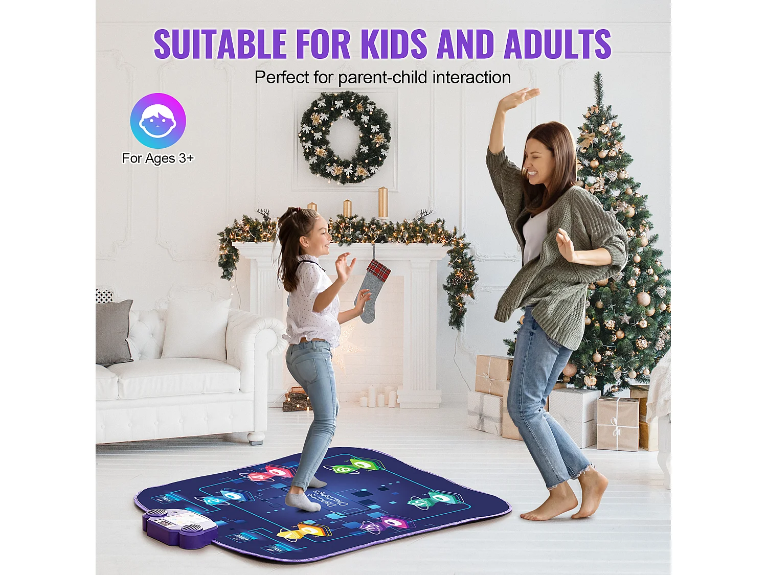 Tapis de Danse SucceBuy à 6 Boutons, Tapis de Jeu Rythmique, Bluetooth, Lumières LED, 220V, 5W, Coloré