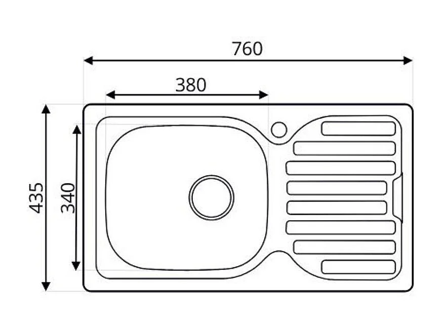 Lavello incasso cucina acciaio 76x43.5 una vasca e gocciolatoio sinistro SA07SX Samet